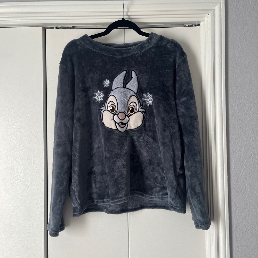 Disney 100 Thumper Bunny Gray Plush Pullover Sweatshirt XL Extra Large